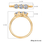 Luxuriant Diamond Lab Grown Diamond Trilogy Ring in 18K Vermeil Yellow Gold Plated Sterling Silver 0.50 Ct.