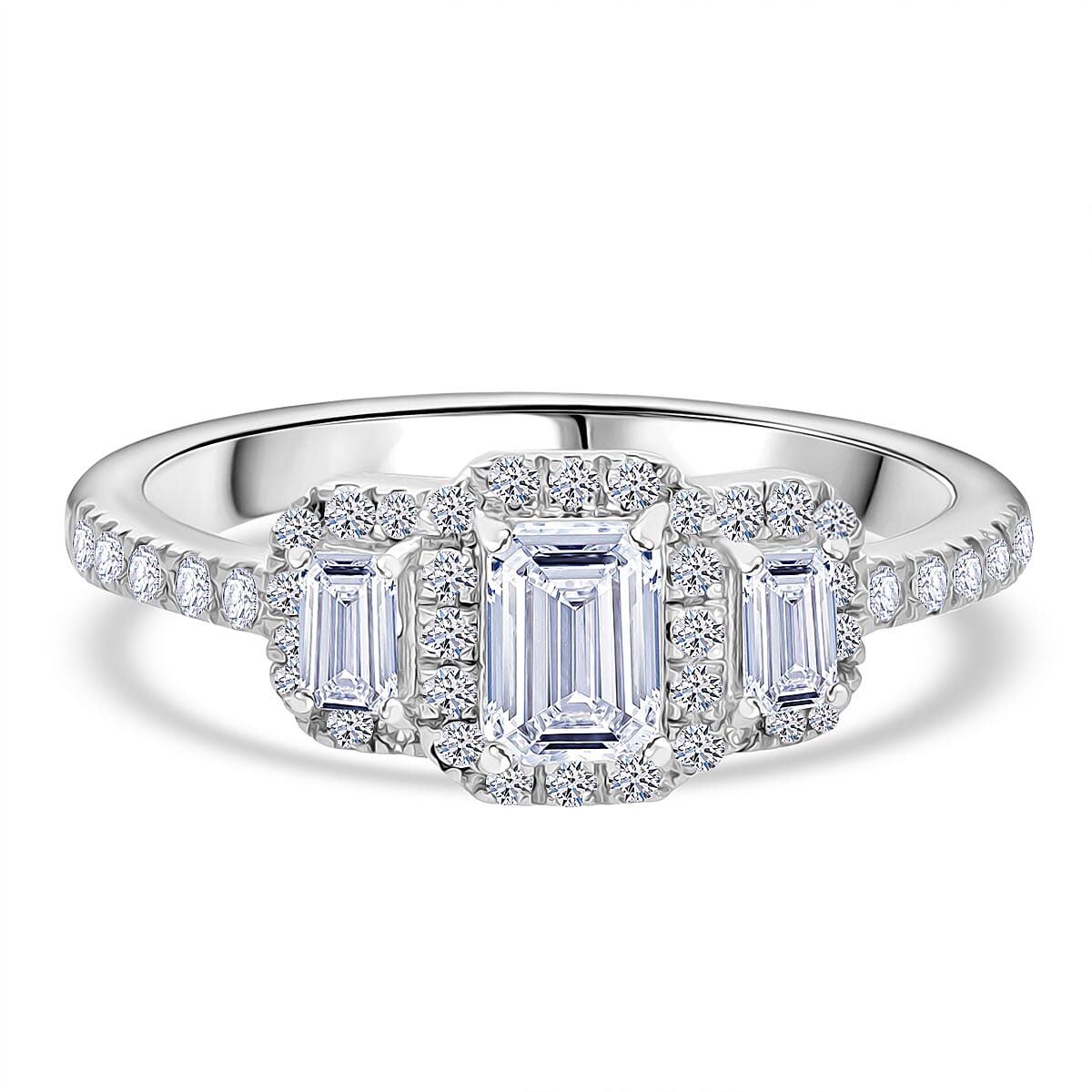 LUXURIANT 1 Ct. Lab Grown Diamond Engagement Ring in Platinum Overlay Sterling Silver (VS-G-H) 8023744 0