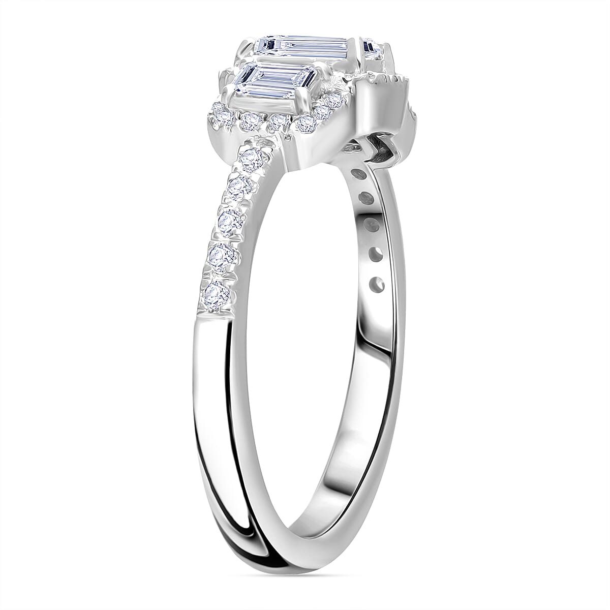 LUXURIANT 1 Ct. Lab Grown Diamond Engagement Ring in Platinum Overlay Sterling Silver (VS-G-H) 8023744 2