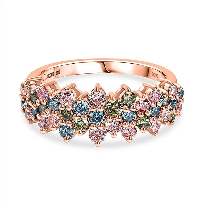 1.Ct Luxuriant Diamond Lab Grown Multi Coloured Diamond (SI-GH) Ring in 18K Vermeil Rose Gold Plated 8171068 1