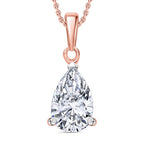 Luxuriant Diamond Pear Cut Lab Grown Diamond Pendant with Chain (Size 18-20) in Vermeil Rose Gold Plated Sterling Silver 1.00 Ct.