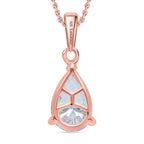 Luxuriant Diamond Pear Cut Lab Grown Diamond Pendant with Chain (Size 18-20) in Vermeil Rose Gold Plated Sterling Silver 1.00 Ct.