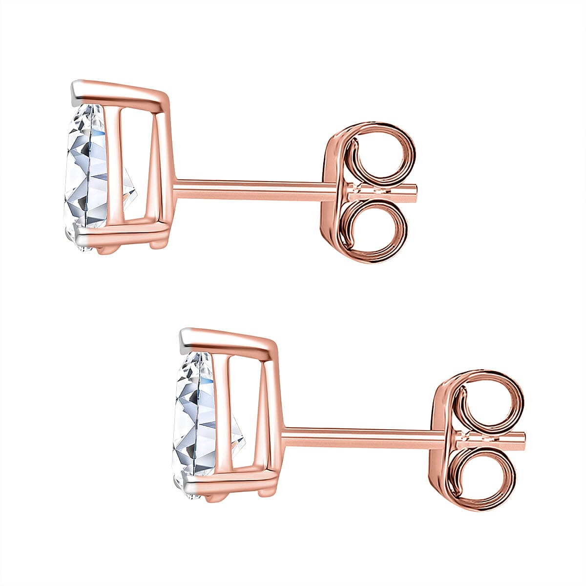 LUXURIANT Pear Cut Lab Grown Diamond Stud Push Back  Earring in Vermeil Rose Gold Plated Sterling Silver 0.50 Ct. 8114472 3
