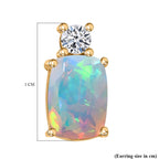 AAA Ethiopian Opal & Lab Grown Diamond Earring  in Yellow Gold  Sterling Silver 1.33 Ct.