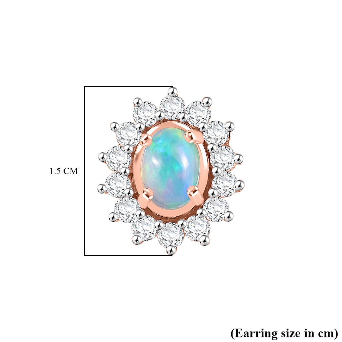 LUXURIANT Ethiopian Opal, Lab Grown Diamond Halo Earring with Push Back in 18K Vermeil Rose Gold Plated Sterling Silver 2.18 Ct. 8316187 5