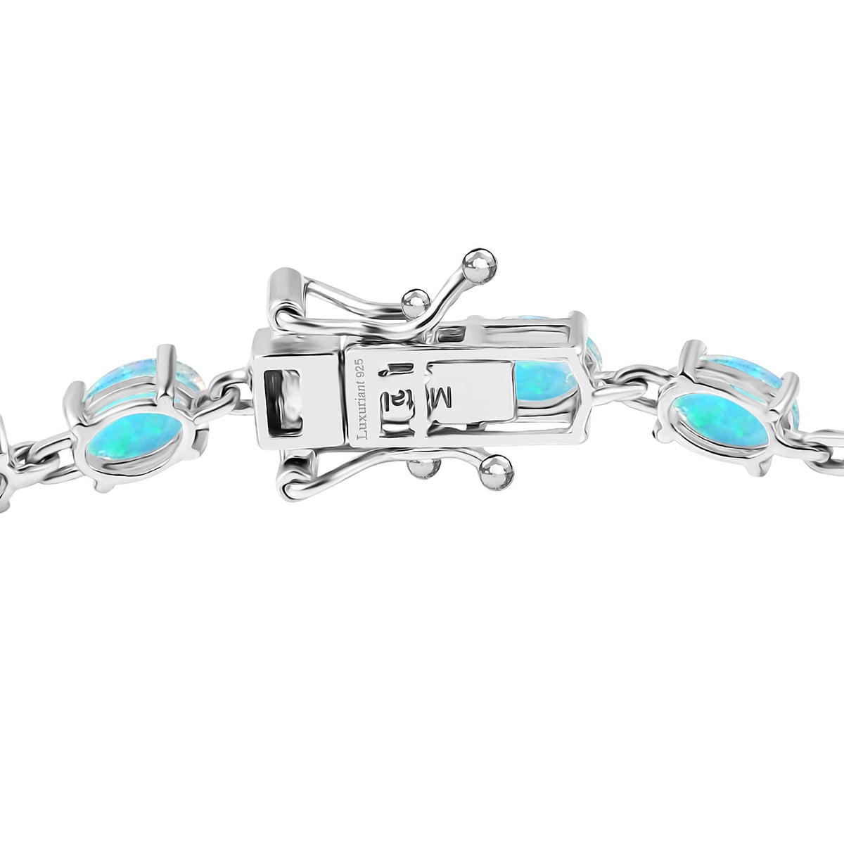 Luxuriant Ethiopian Opal &amp; Lab Grown Diamond (SI-GH) Linking Bracelet (Size 7) with GB Lock Box in Rhodium Overlay Sterling Silver 7.25 Ct, Silver Wt. 5.29 Gms. 8275994 4