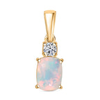 AAA Ethiopian Opal & Lab Grown Diamond Pendant in Yellow Gold  Sterling Silver 1.00 Ct.