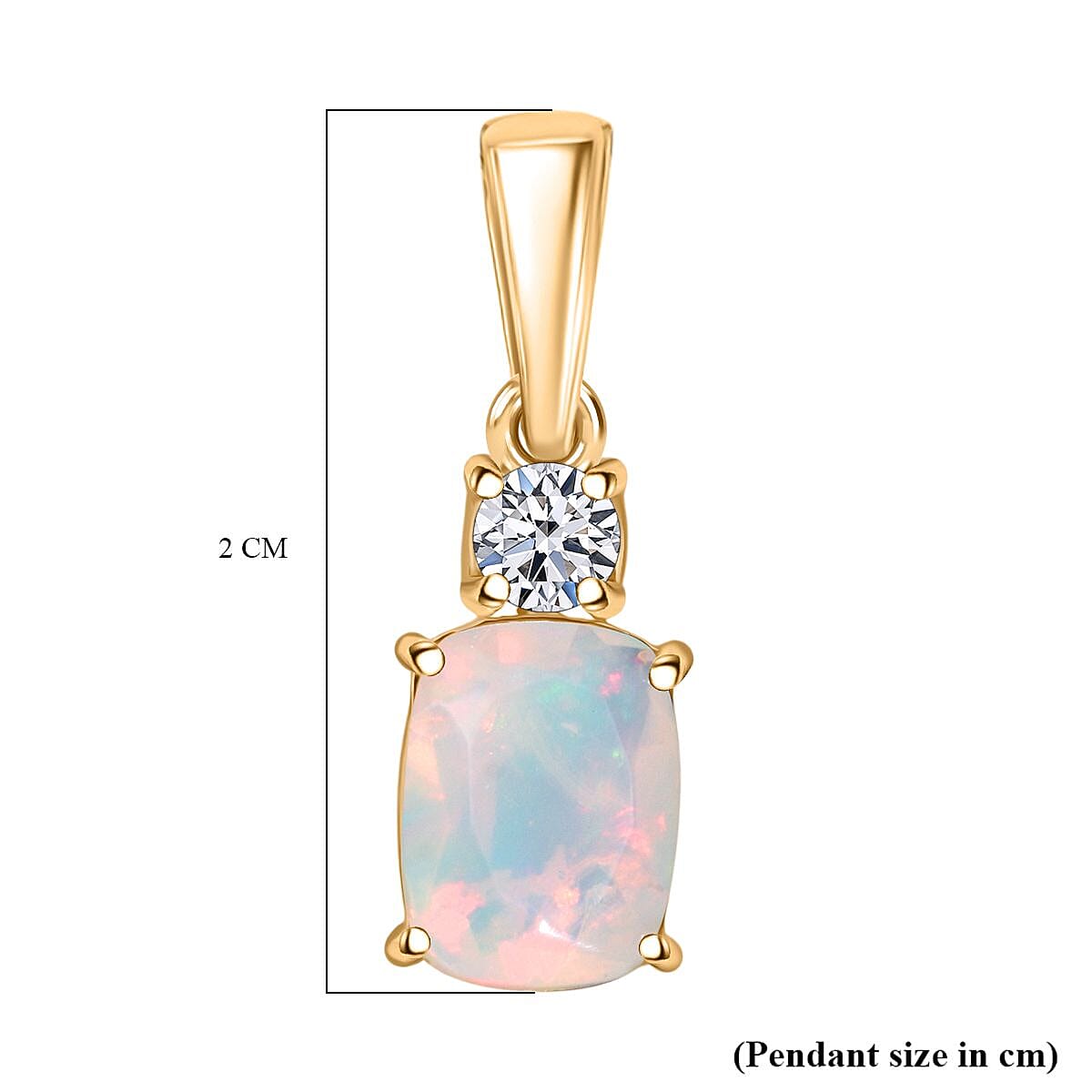 AAA Ethiopian Opal &amp; Lab Grown Diamond Pendant in Yellow Gold  Sterling Silver 1.00 Ct. 8252727 6
