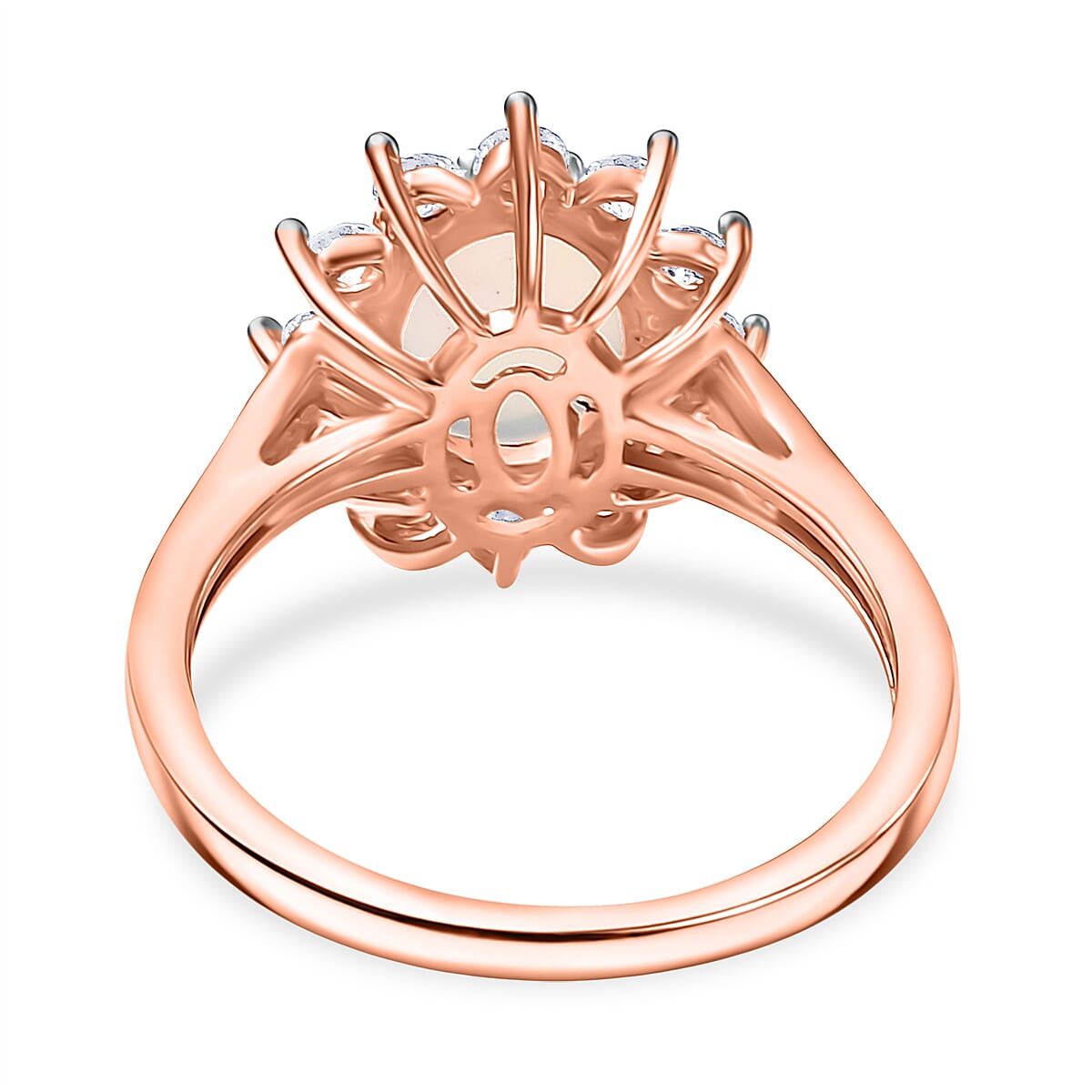 Luxuriant Ethiopian Opal &amp; Lab Grown Diamond (SI-GH) Halo Ring in 18K Vermeil Rose Gold Plated Sterling Silver 1.64 Ct. 8316167 5