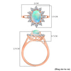 Luxuriant Ethiopian Opal & Lab Grown Diamond (SI-GH) Halo Ring in 18K Vermeil Rose Gold Plated Sterling Silver 1.64 Ct.