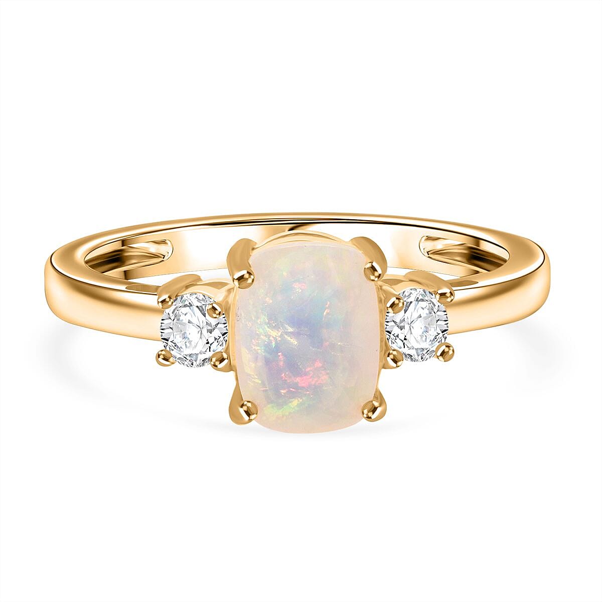 AAA Ethiopian Opal &amp; Lab Grown Diamond Ring in Yellow Gold  Sterling Silver 1.13 Ct. 8272950 0