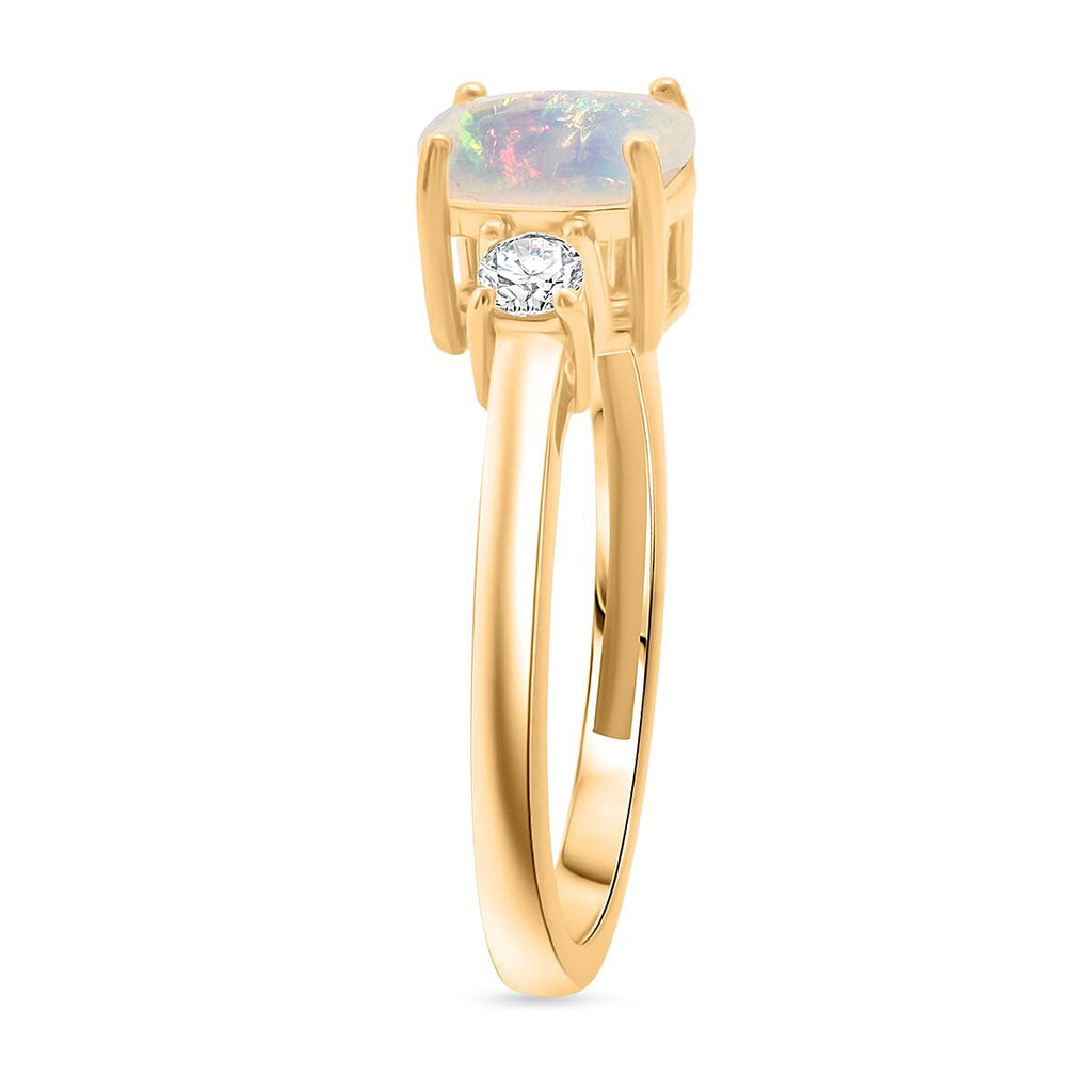 AAA Ethiopian Opal & Lab Grown Diamond Ring in Yellow Gold  Sterling Silver 1.13 Ct.