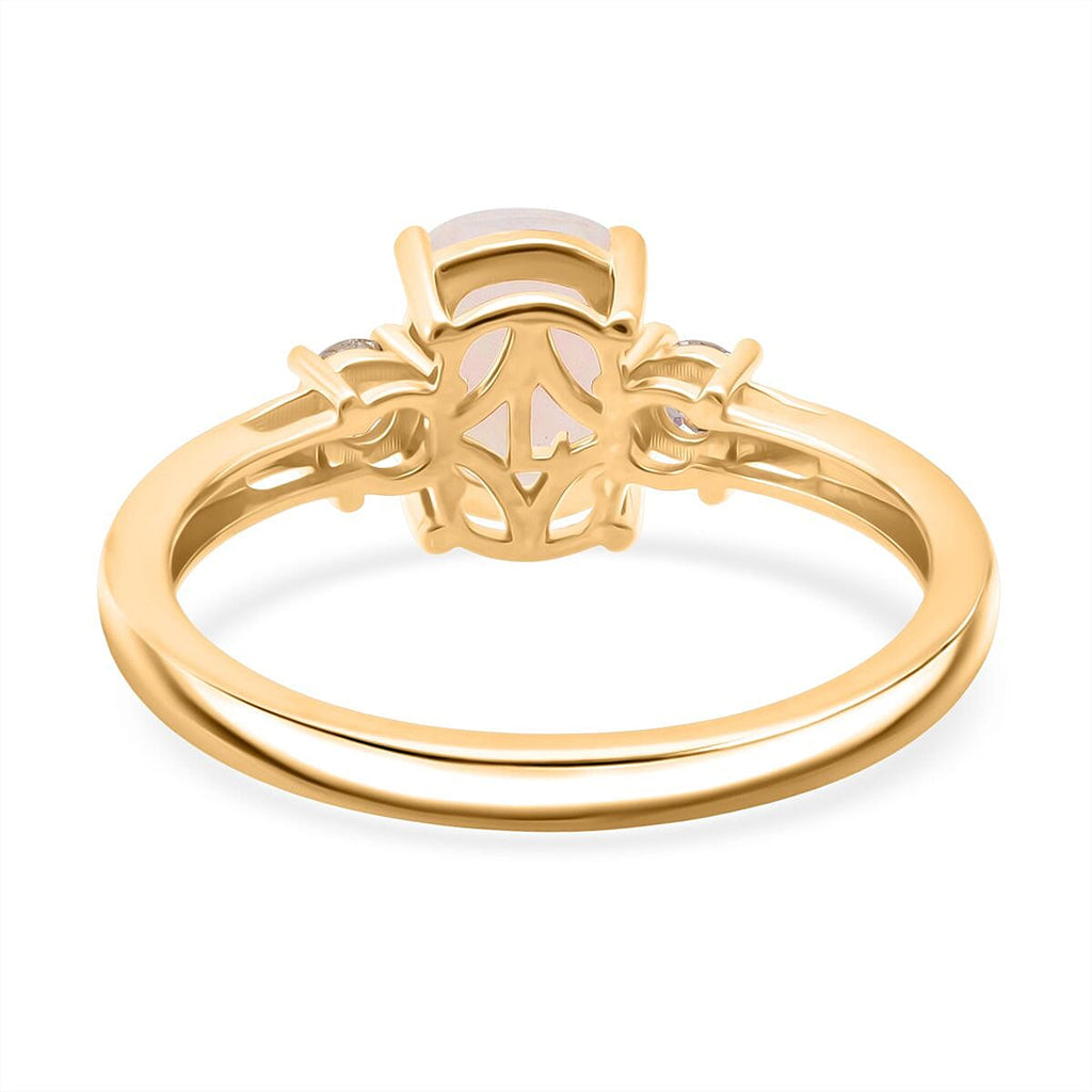 AAA Ethiopian Opal & Lab Grown Diamond Ring in Yellow Gold  Sterling Silver 1.13 Ct.