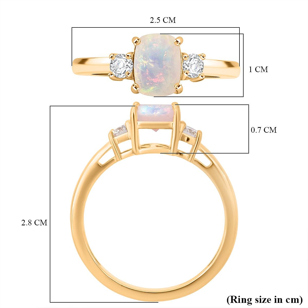 AAA Ethiopian Opal &amp; Lab Grown Diamond Ring in Yellow Gold  Sterling Silver 1.13 Ct. 8272950 5