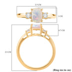 AAA Ethiopian Opal & Lab Grown Diamond Ring in Yellow Gold  Sterling Silver 1.13 Ct.