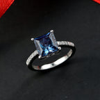 Luxuriant Lab Grown Alexandrite & Lab Grown Diamond Ring in Rhodium Overlay Sterling Silver 3.42 Ct.