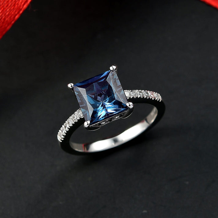 LUXURIANT 3.27 Ct. Lab Grown Alexandrite, Lab Grown Diamond Ring in Rhodium Overlay Sterling Silver 8279212 2