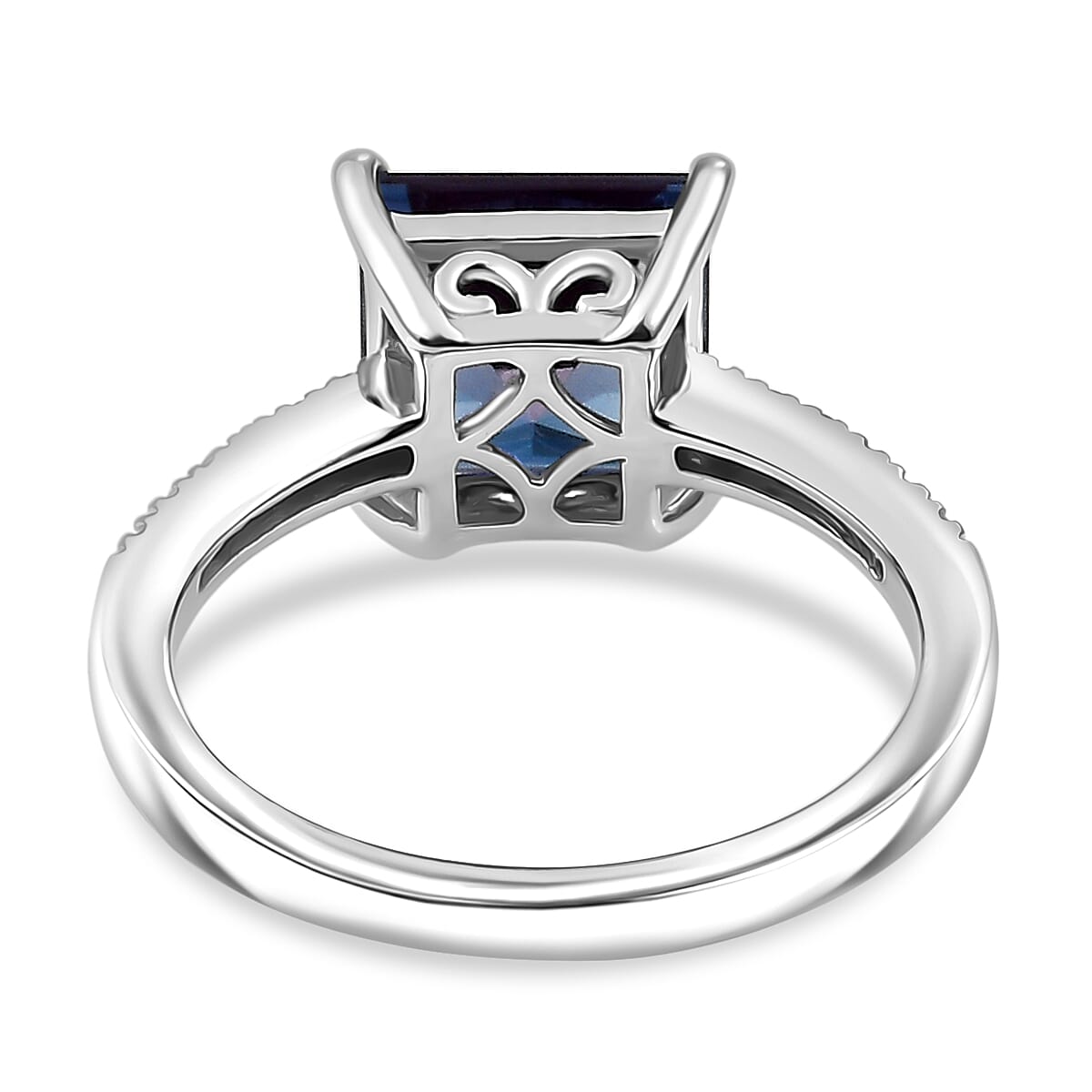 LUXURIANT 3.27 Ct. Lab Grown Alexandrite, Lab Grown Diamond Ring in Rhodium Overlay Sterling Silver 8279204 5