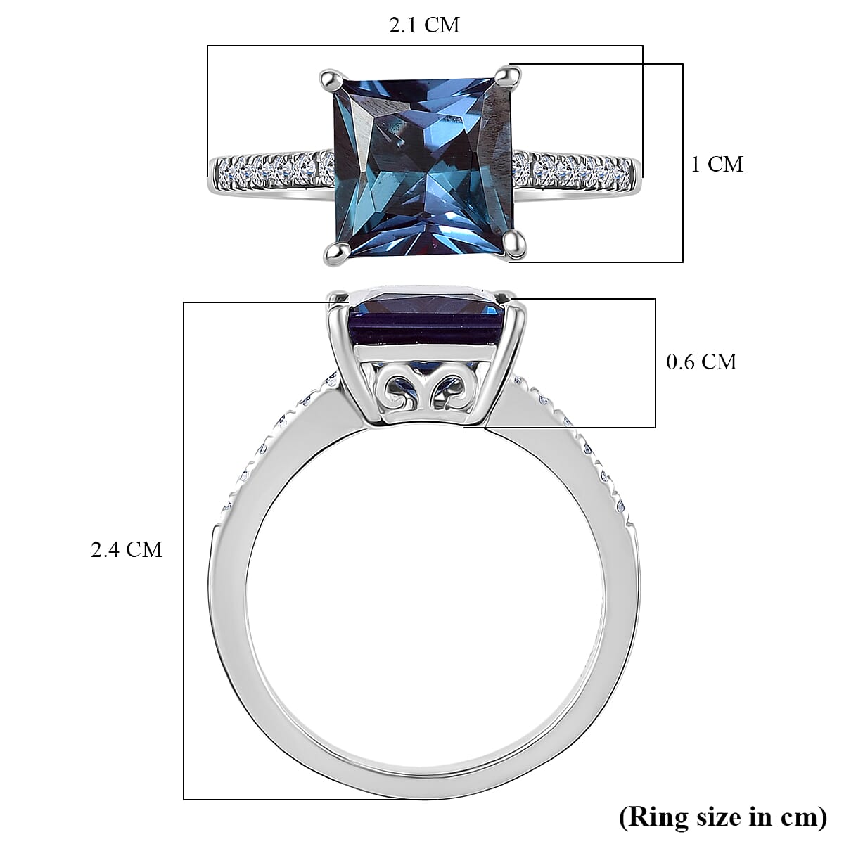 LUXURIANT 3.27 Ct. Lab Grown Alexandrite, Lab Grown Diamond Ring in Rhodium Overlay Sterling Silver 8279204 6