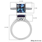 Luxuriant Lab Grown Alexandrite & Lab Grown Diamond Ring in Rhodium Overlay Sterling Silver 3.42 Ct.