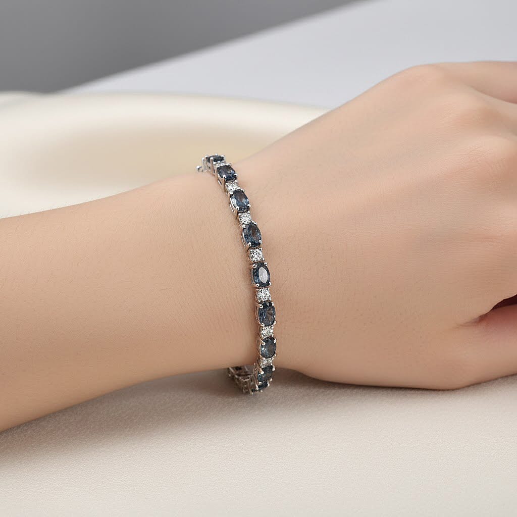 LUXURIANT Lab Grown Alexandrite, Lab Grown Diamond Tennis Bracelet (Size - 7.5) with GB Box Clasp in Rhodium Overlay Sterling Silver 8.64 Ct. 8301652 3