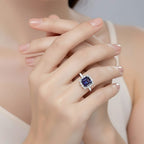 D'Joy Lab Grown Alexandrite & Moissanite Ring in Rhodium Overlay Sterling Silver 2.30 Ct.