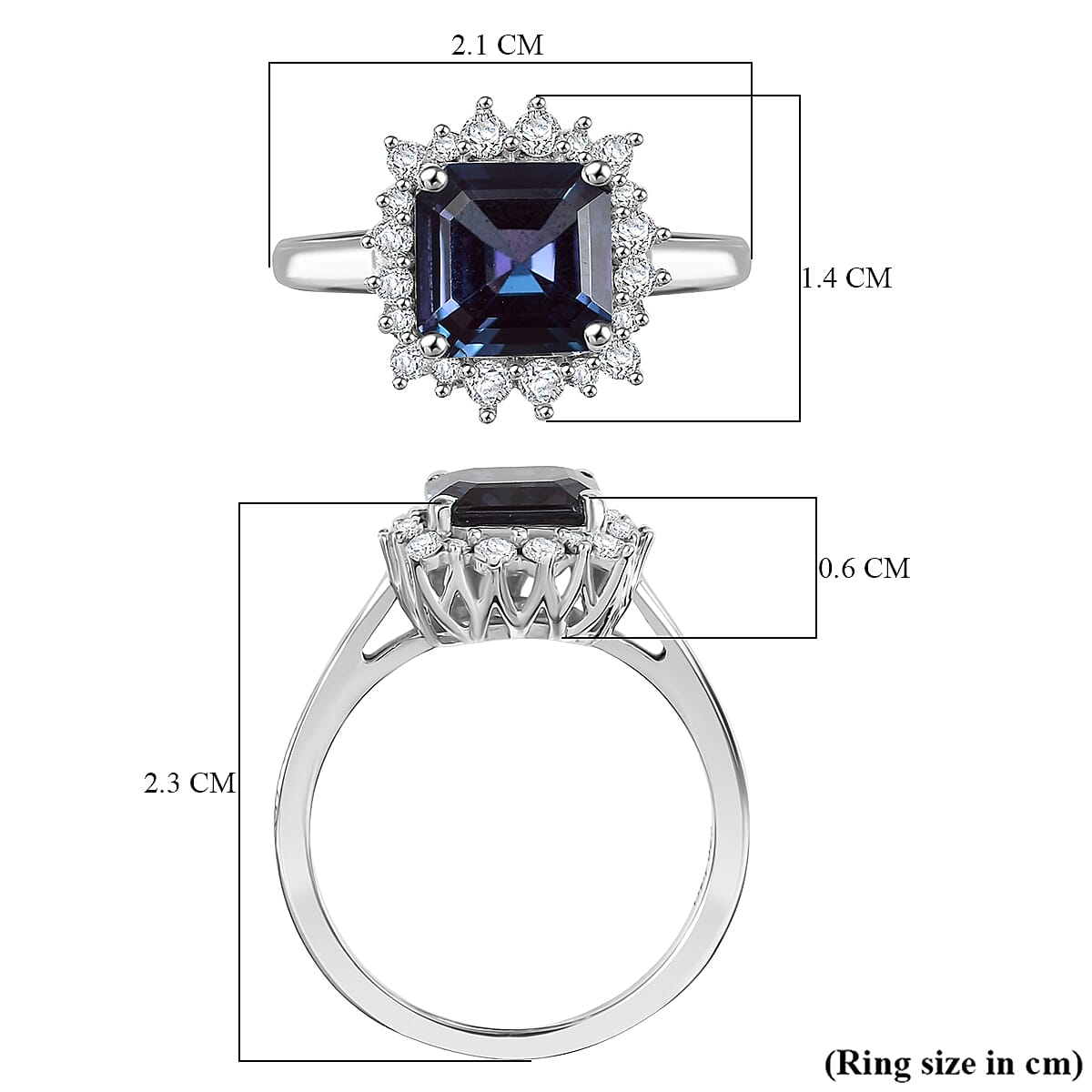 D'Joy 2 Ct. Lab Grown Alexandrite, Moissanite Halo Ring in Rhodium Overlay Sterling Silver 8278855 6