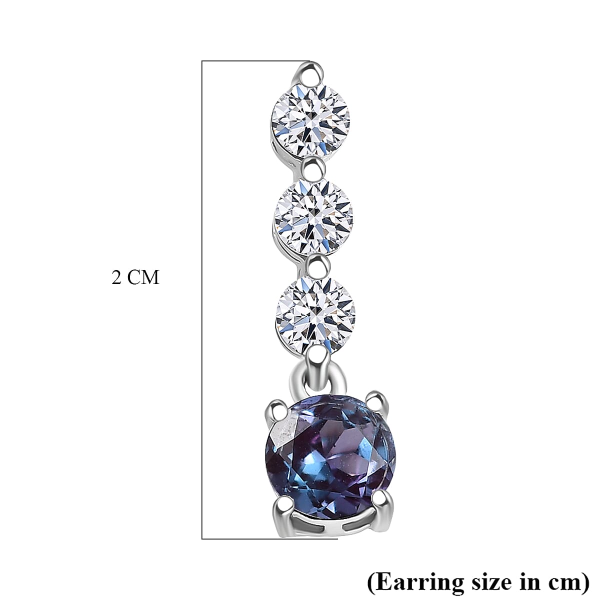 Luxuriant Lab Grown Alexandrite &amp; White Zircon Dangling Earring in Rhodium Overlay Sterling Silver 2.52 Ct. 8278882 6