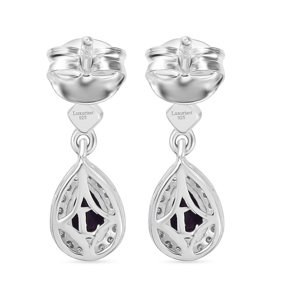 Luxuriant Lab Grown Alexandrite &amp; White Zircon Dangling Earring in Rhodium Overlay Sterling Silver 1.14 Ct. 8279029 5