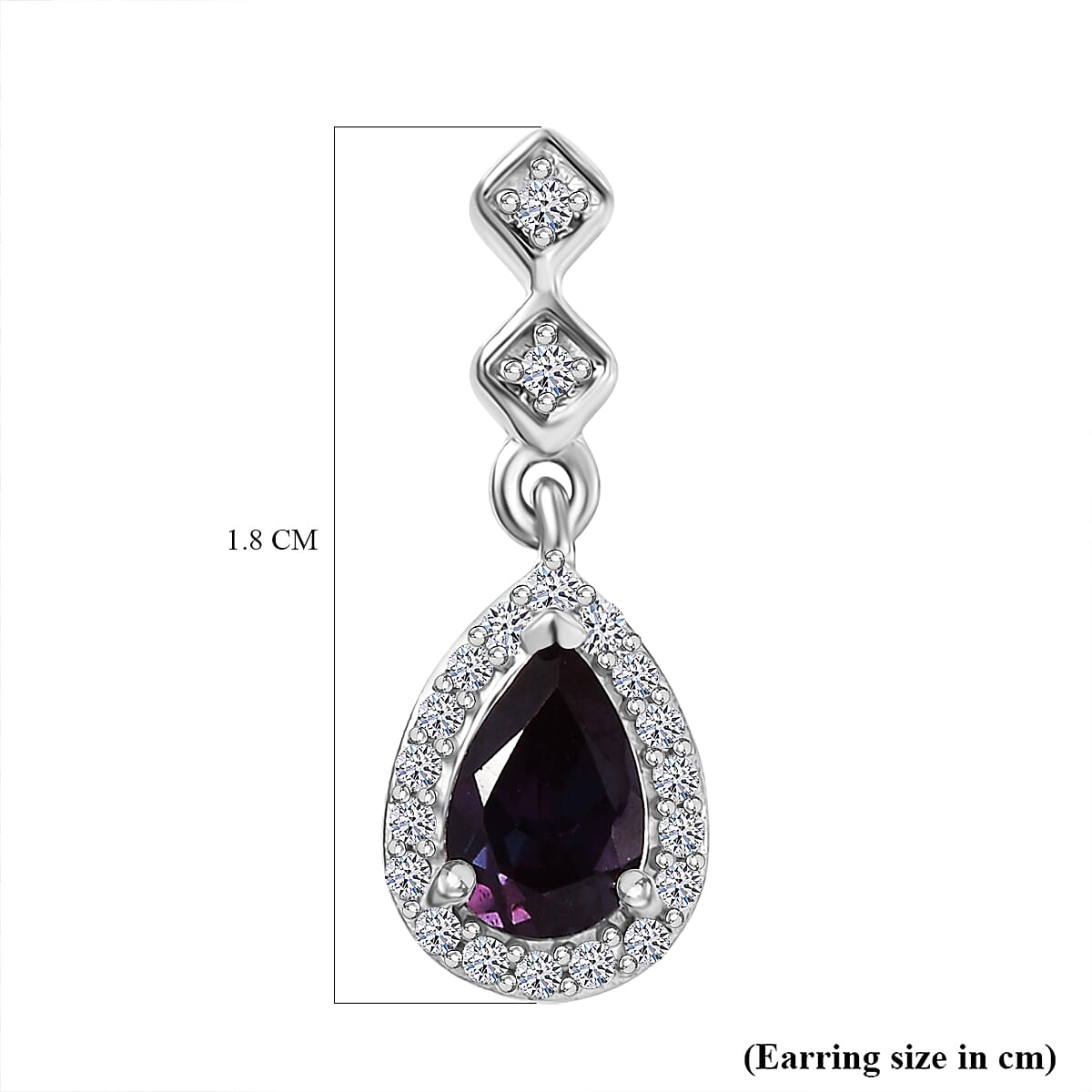 Luxuriant Lab Grown Alexandrite &amp; White Zircon Dangling Earring in Rhodium Overlay Sterling Silver 1.14 Ct. 8279029 6