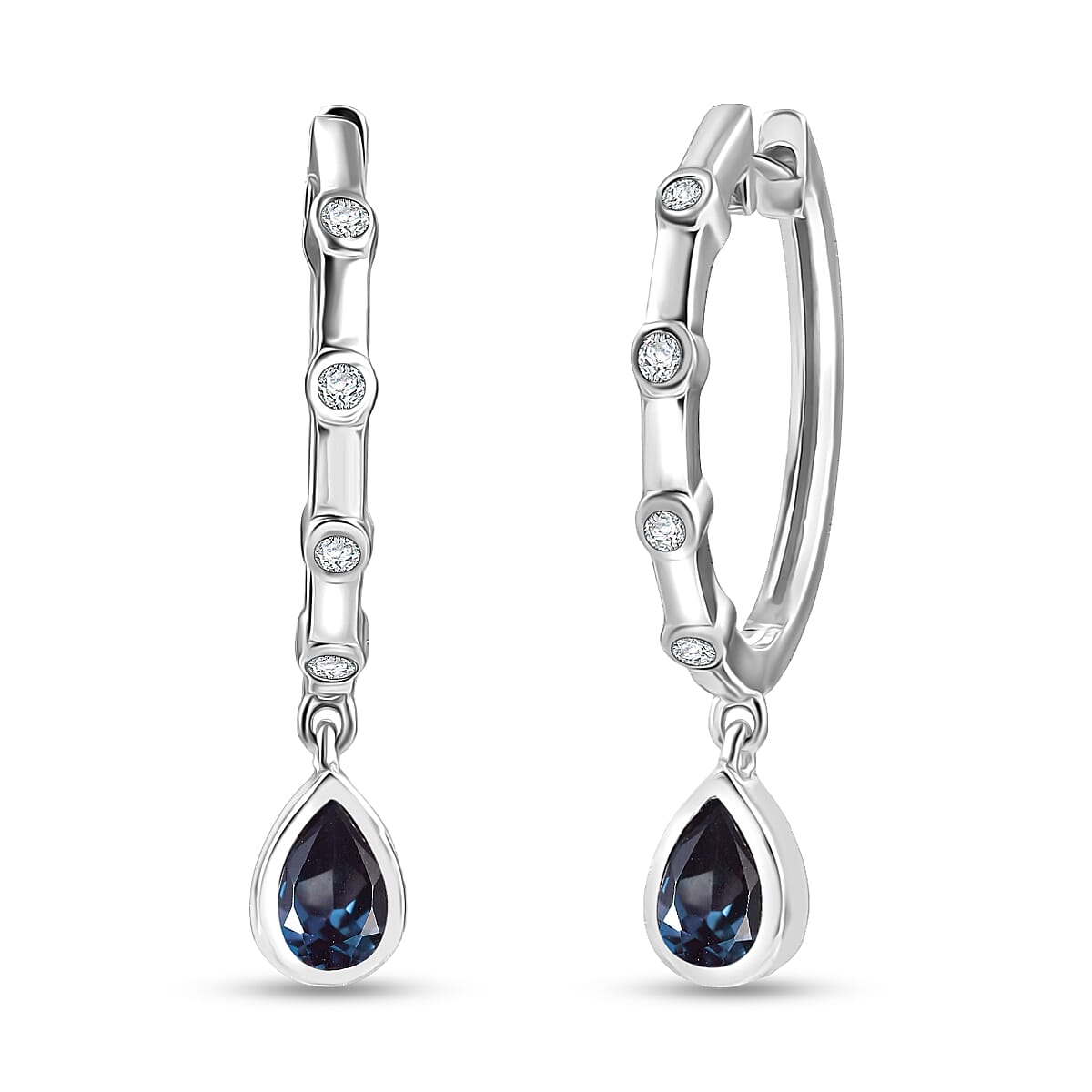 Luxuriant Lab Grown Alexandrite &amp; White Zircon Dangling Earring in Rhodium Overlay Sterling Silver 1.05 Ct. 8279035 0