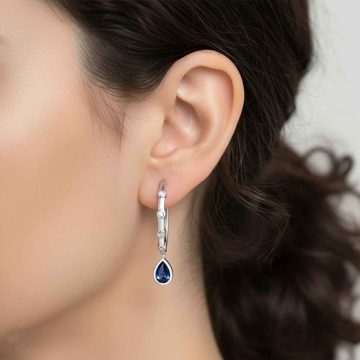 Luxuriant Lab Grown Alexandrite &amp; White Zircon Dangling Earring in Rhodium Overlay Sterling Silver 1.05 Ct. 8279035 3