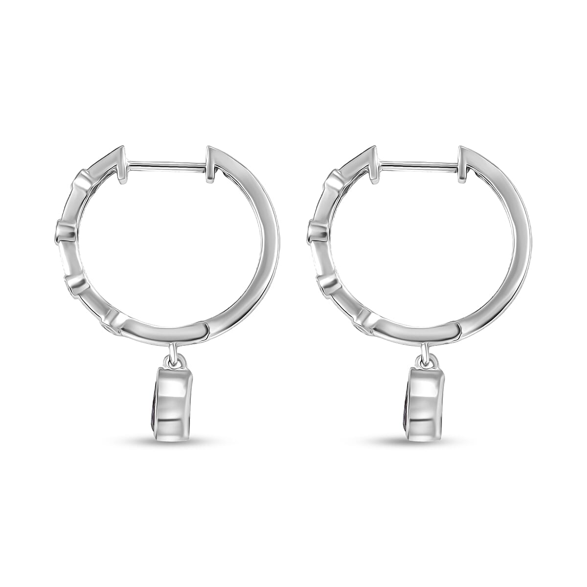 Luxuriant Lab Grown Alexandrite &amp; White Zircon Dangling Earring in Rhodium Overlay Sterling Silver 1.05 Ct. 8279035 4