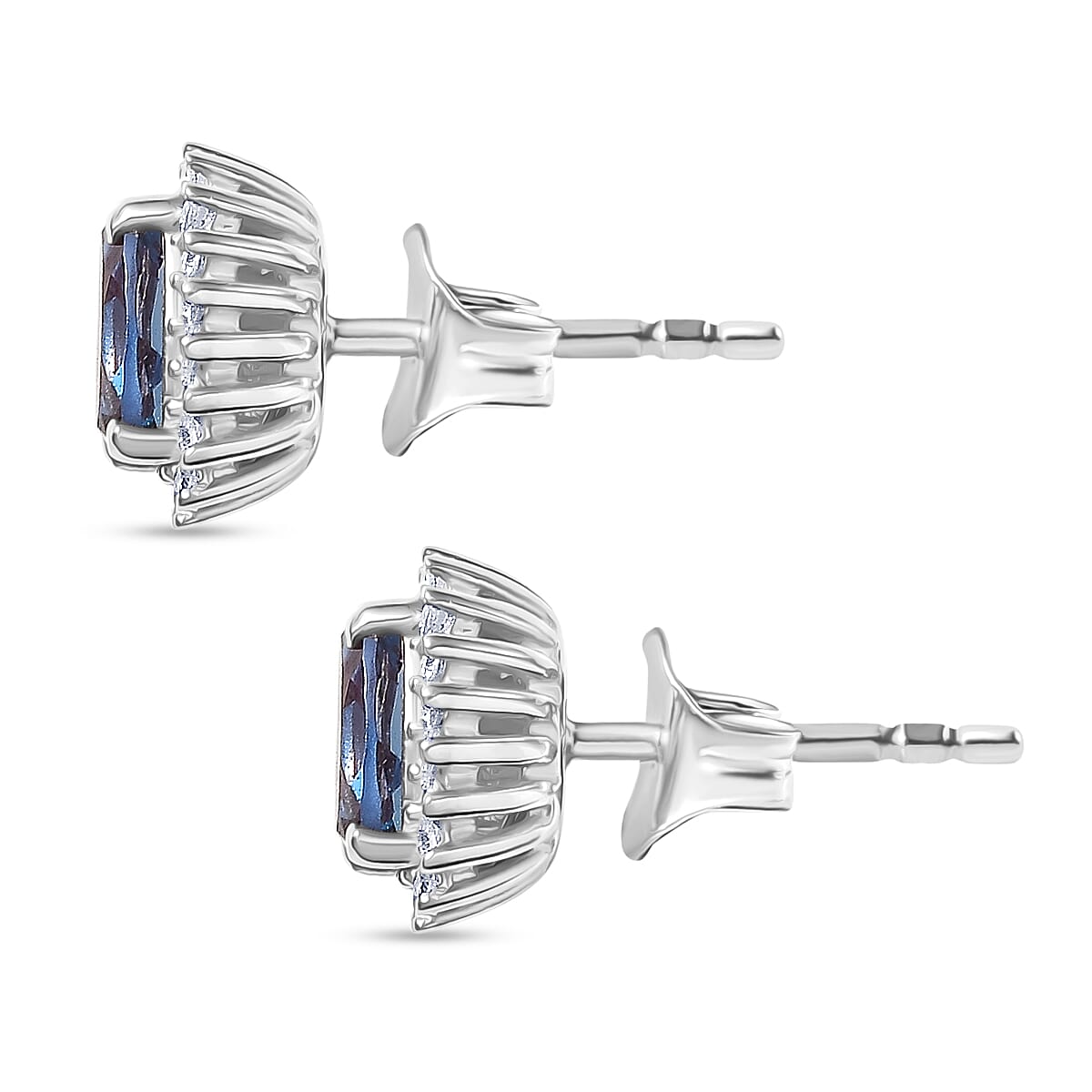 Luxuriant Lab Grown Alexandrite &amp; White Zircon Earring with Push Back in Platinum Overlay Sterling Silver 1.44 Ct. 8279199 4