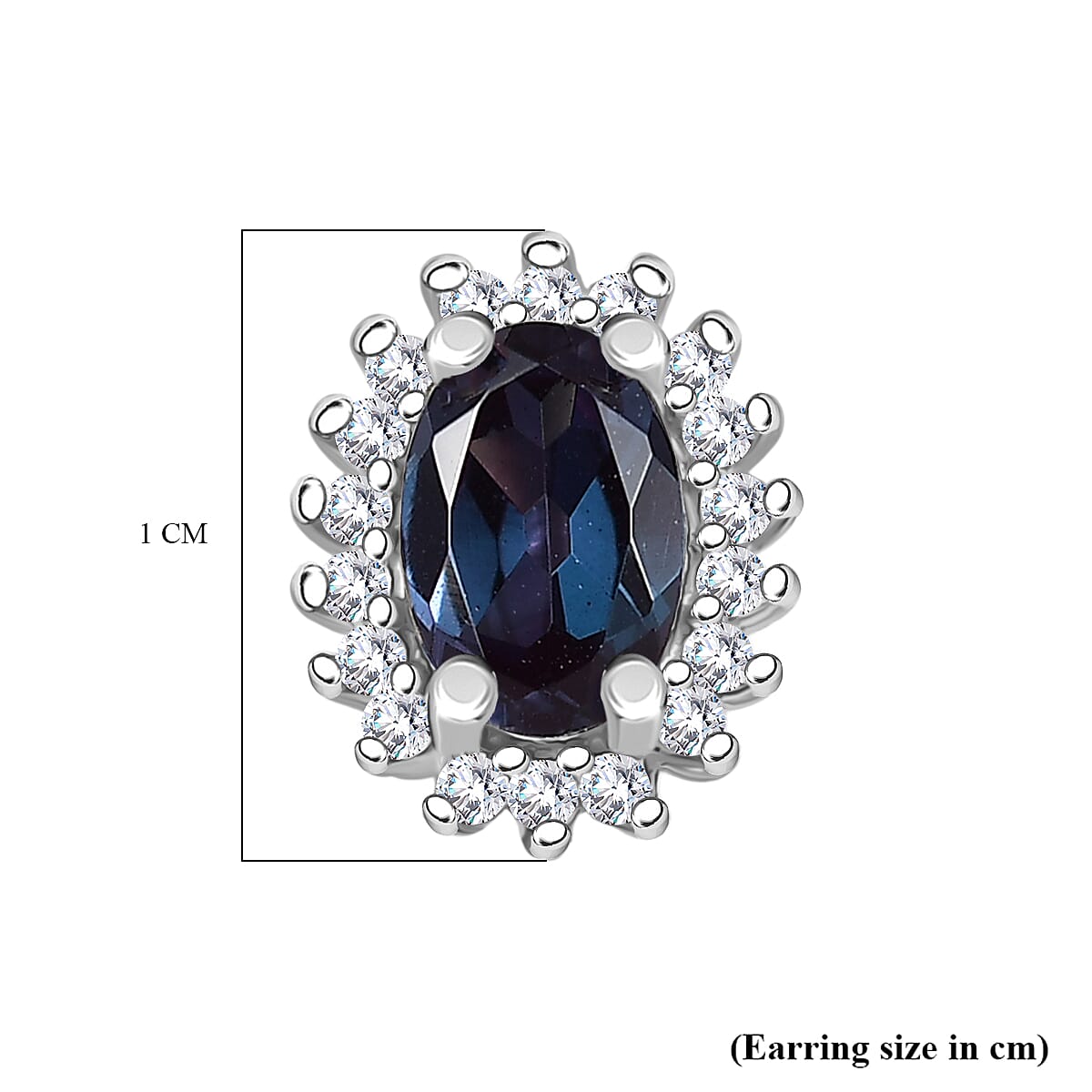 Luxuriant Lab Grown Alexandrite &amp; White Zircon Earring with Push Back in Platinum Overlay Sterling Silver 1.44 Ct. 8279199 5