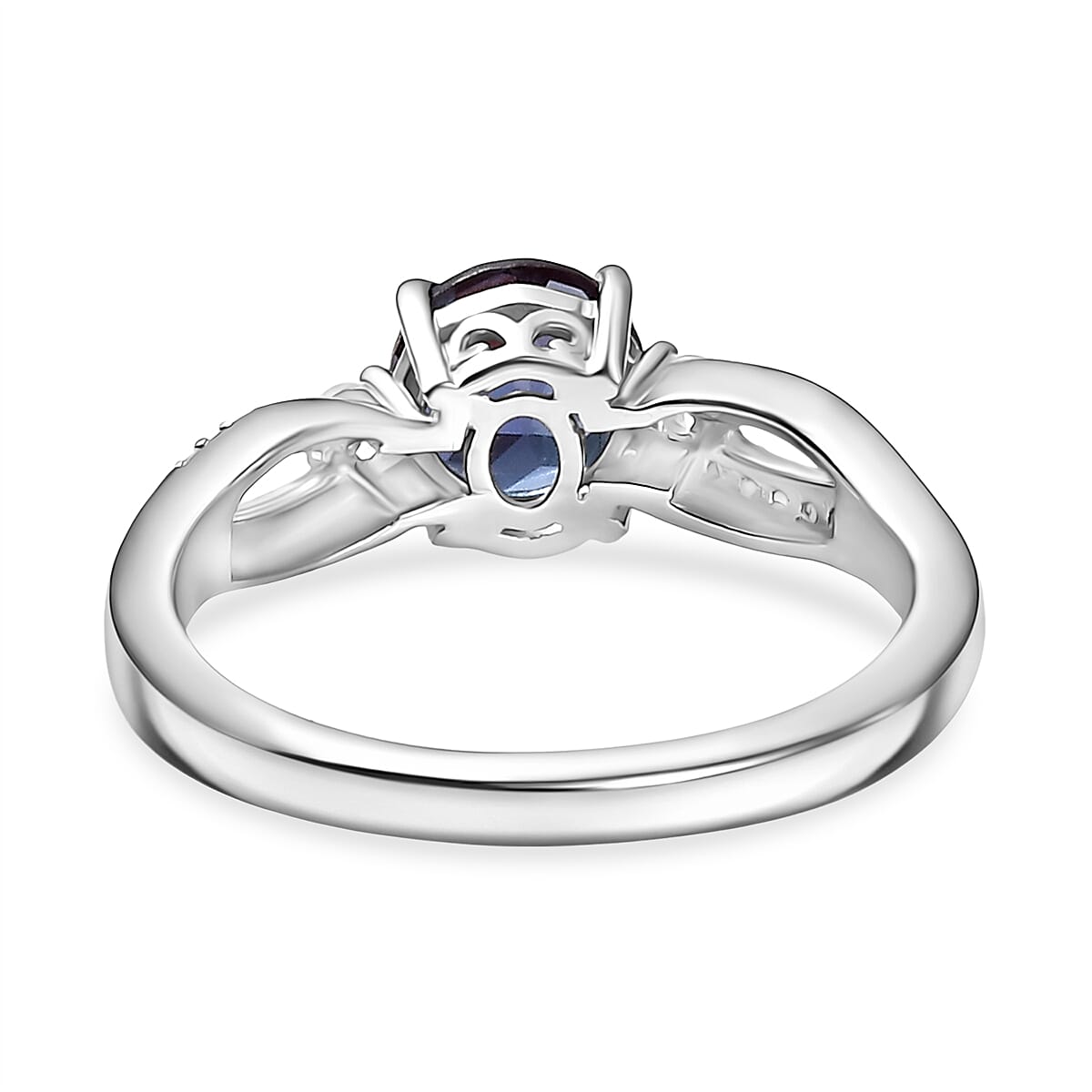 Luxuriant Lab Grown Alexandrite &amp; White Zircon Ring in Rhodium Overlay Sterling Silver 1.27 Ct. 8278918 5