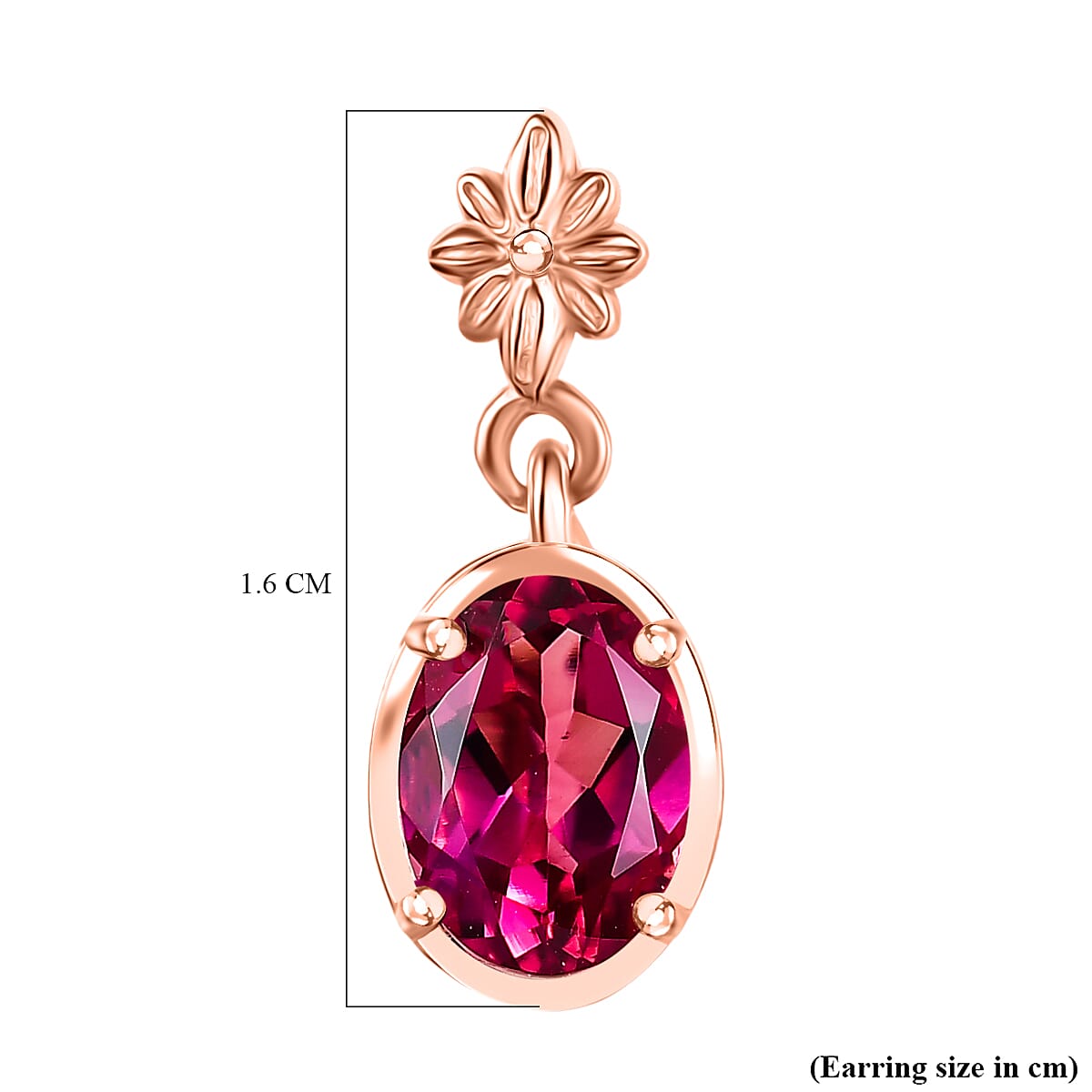Luxuriant Lab Grown Bixbite Dangling Earring with Push Back in 14K Rose Gold Plated Sterling Silver 1.84 Ct. 8266780 6