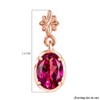 Luxuriant Lab Grown Bixbite Dangling Earring with Push Back in 14K Rose Gold Plated Sterling Silver 1.84 Ct.