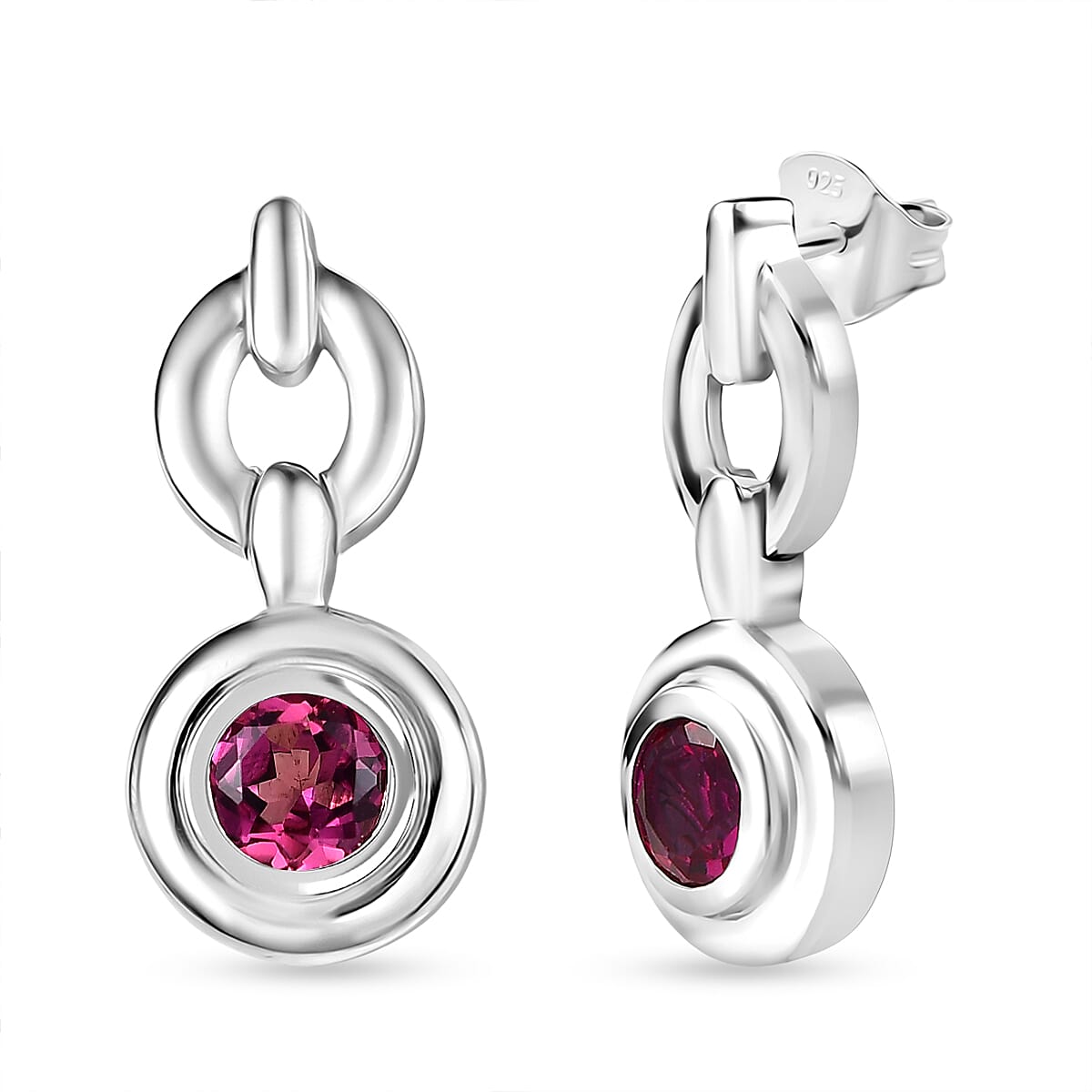 Luxuriant Lab Grown Bixbite Dangling Earring with Push Back in Platinum Overlay Sterling Silver 8266736 0