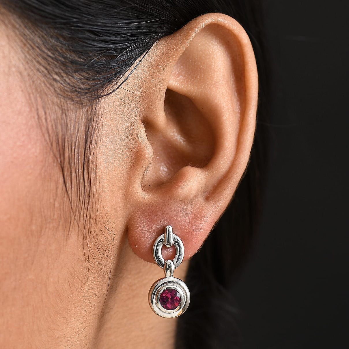 Luxuriant Lab Grown Bixbite Dangling Earring with Push Back in Platinum Overlay Sterling Silver 8266736 2