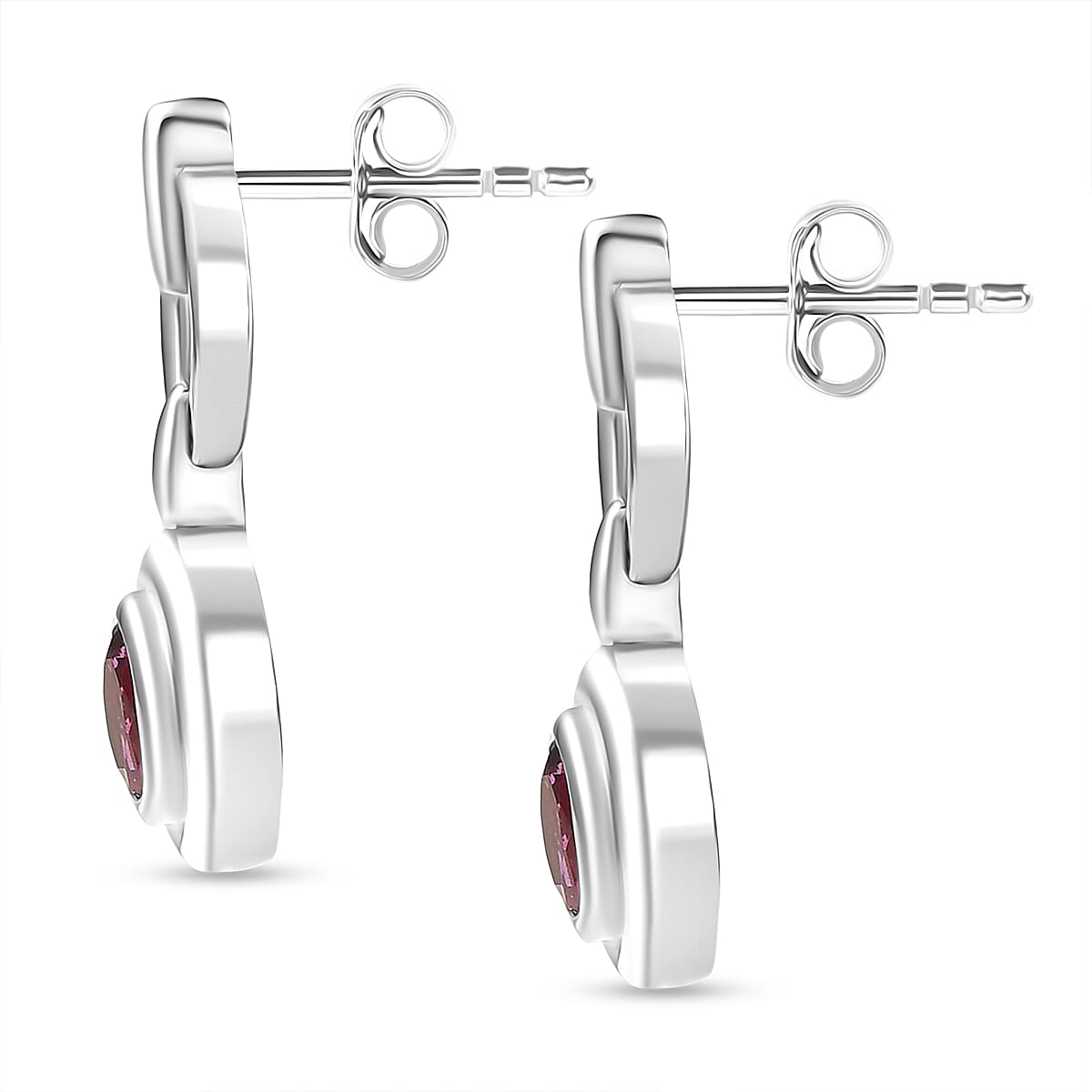Luxuriant Lab Grown Bixbite Dangling Earring with Push Back in Platinum Overlay Sterling Silver 8266736 3