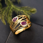 Luxuriant Lab Grown Bixbite Filigree Ring in 18K Yellow Gold Plating Sterling Silver