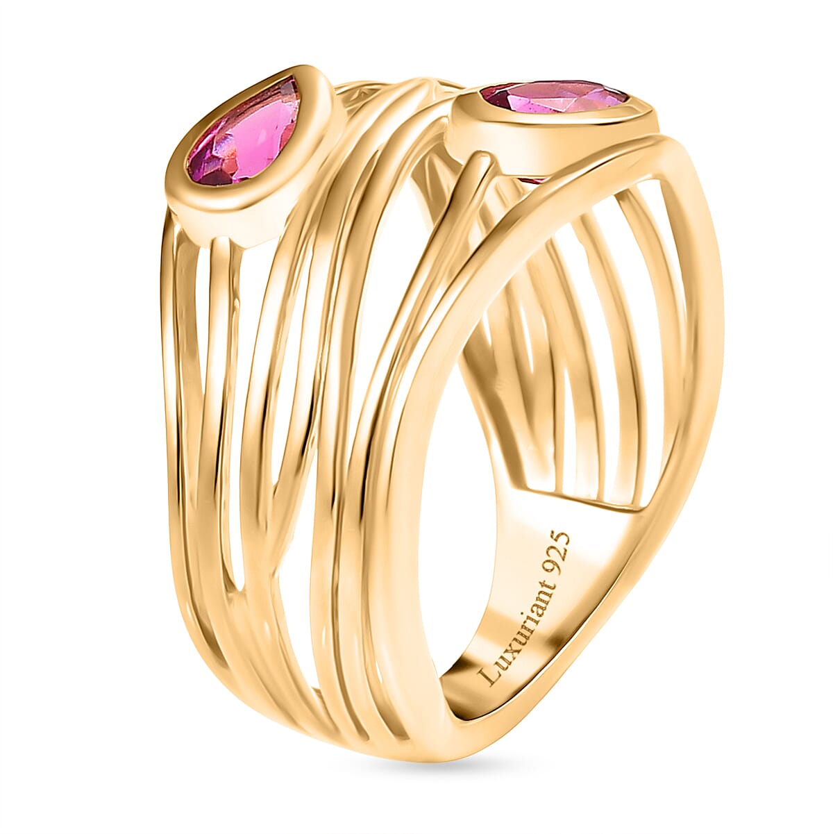 Luxuriant Lab Grown Bixbite Filigree Ring in 18K Yellow Gold Plating Sterling Silver 8287086 4