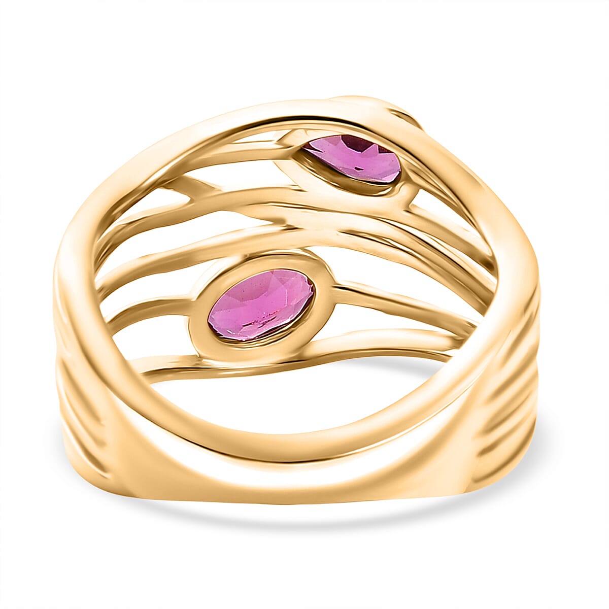 Luxuriant Lab Grown Bixbite Filigree Ring in 18K Yellow Gold Plating Sterling Silver 8287086 5