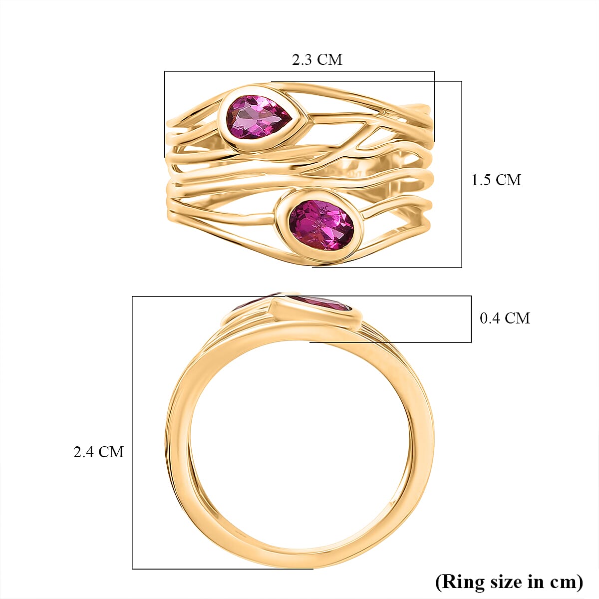 Luxuriant Lab Grown Bixbite Filigree Ring in 18K Yellow Gold Plating Sterling Silver 8287086 6