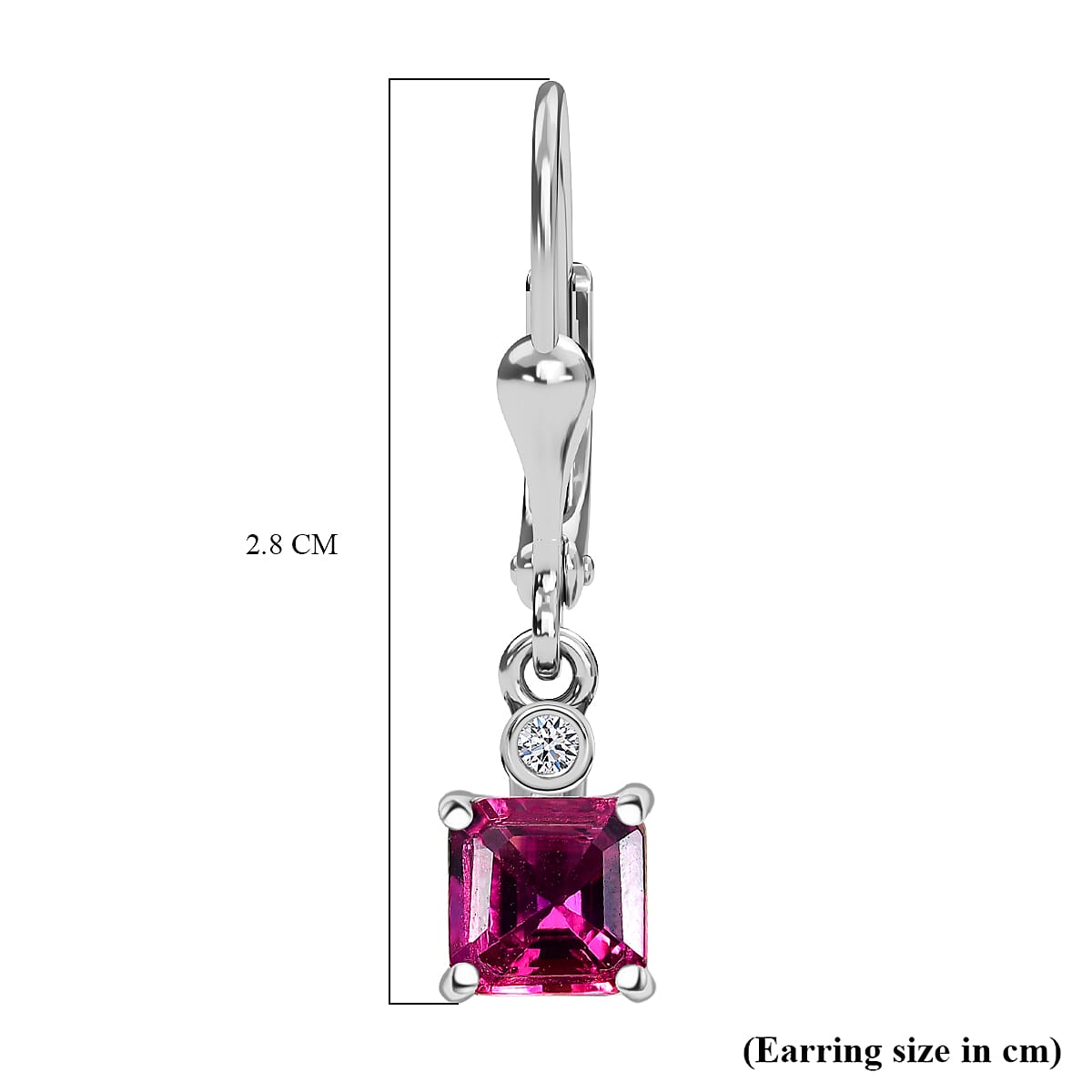 Luxuriant Lab Grown Bixbite &amp; Lab Grown Diamond (SI-GH) Lever Back Earring in Rhodium Overlay Sterling Silver 1.23 Ct. 8279896 6