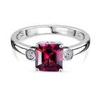 Luxuriant Lab Grown Bixbite & Lab Grown Diamond (SI-GH) Ring in Rhodium Overlay Sterling Silver 1.56 Ct.