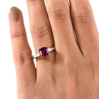 Luxuriant Lab Grown Bixbite & Lab Grown Diamond (SI-GH) Ring in Rhodium Overlay Sterling Silver 1.56 Ct.