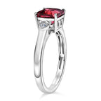 Luxuriant Lab Grown Bixbite & Lab Grown Diamond (SI-GH) Ring in Rhodium Overlay Sterling Silver 1.56 Ct.