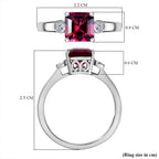 Luxuriant Lab Grown Bixbite & Lab Grown Diamond (SI-GH) Ring in Rhodium Overlay Sterling Silver 1.56 Ct.
